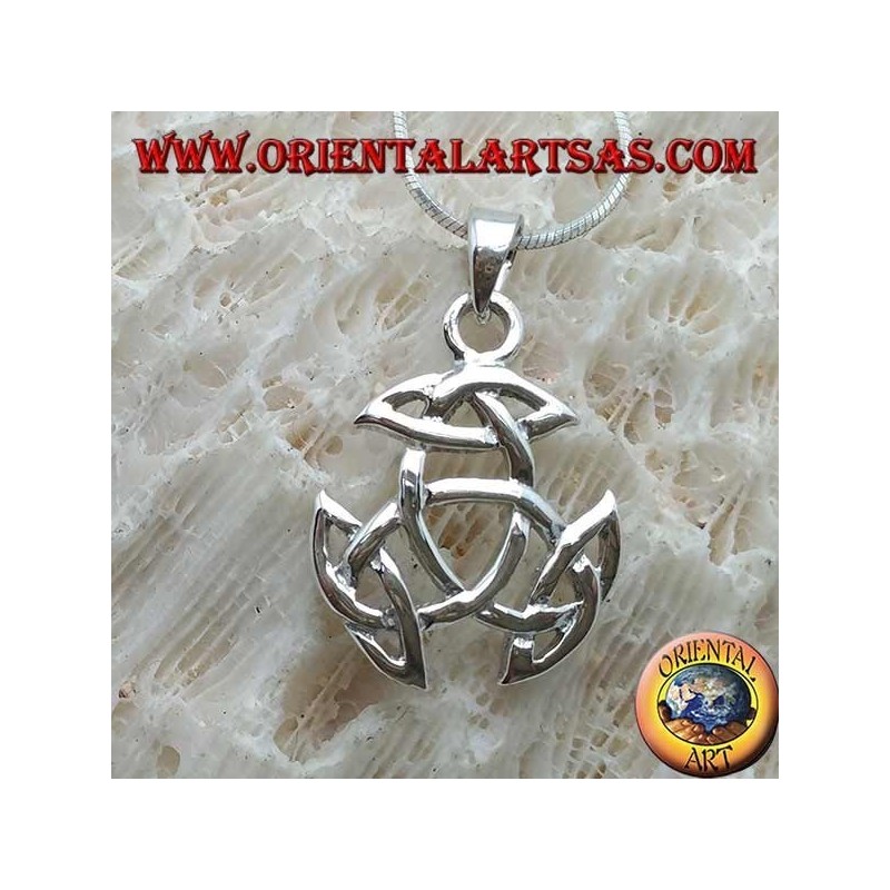 Silver pendant, Tyrone knot with Celtic knot on each tip