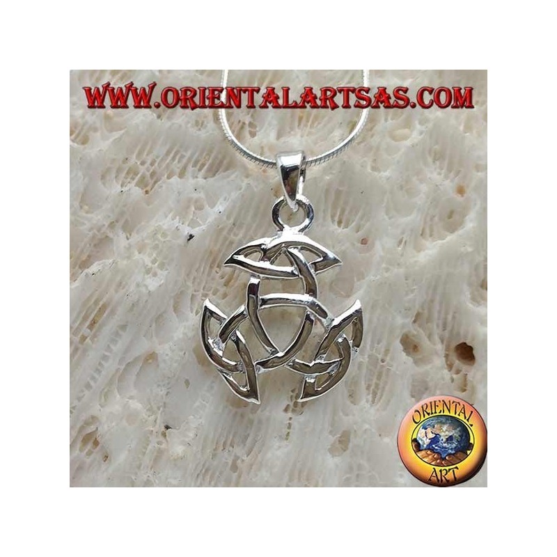 Silver pendant, Tyrone knot with Celtic knot on each tip