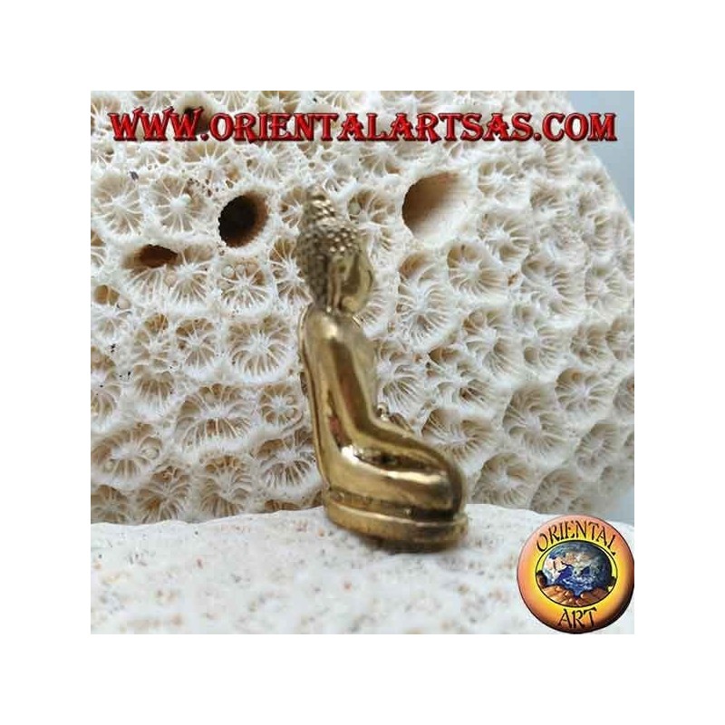 Buddha-Skulptur "Bhumisparsha Mudra - Unterwerfung des Dämons Mara" einfach in Messing (klein)