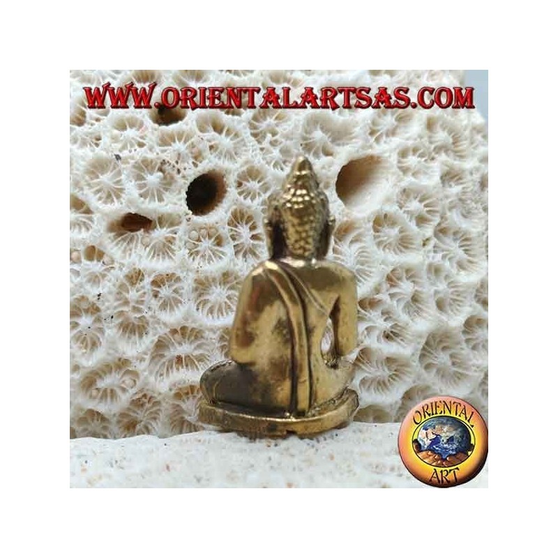 Sculpture de Bouddha "Bhumisparsha Mudra - Soumettre le démon Mara" simple en laiton (petit)