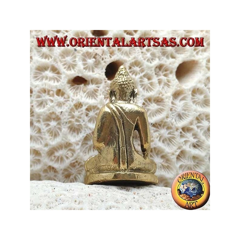 Scultura Buddha "Bhumisparsha Mudra - Sottomettendo il demone Mara" semplice in ottone (piccola)