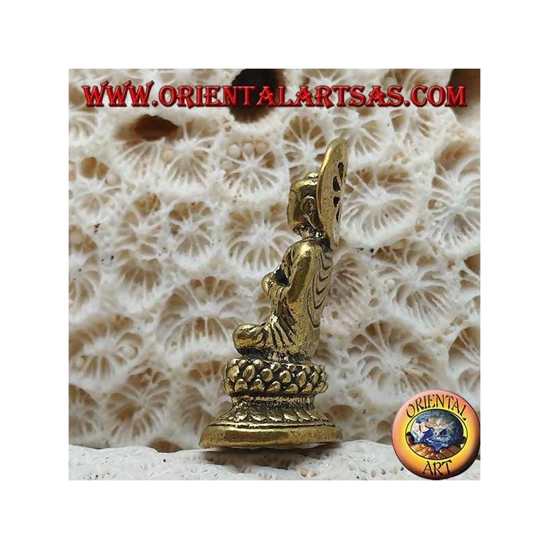 Sculpture de Bouddha "Dharmachakra Mudra - le début de l'enseignement du Dharma" avec halo en laiton (petit)