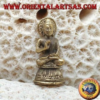 Buddha-Skulptur "Paryankasana Mudra - Symbol der Gelassenheit" mit Messinghalo (klein)