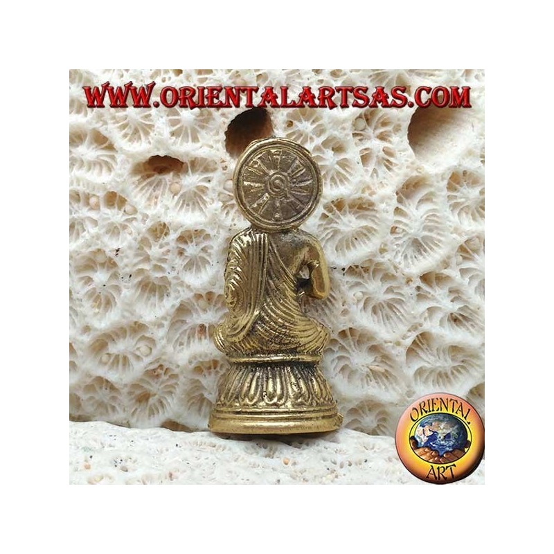 Scultura Buddha "Paryankasana Mudra - simbolo di serenità" con aureola in ottone (piccola)