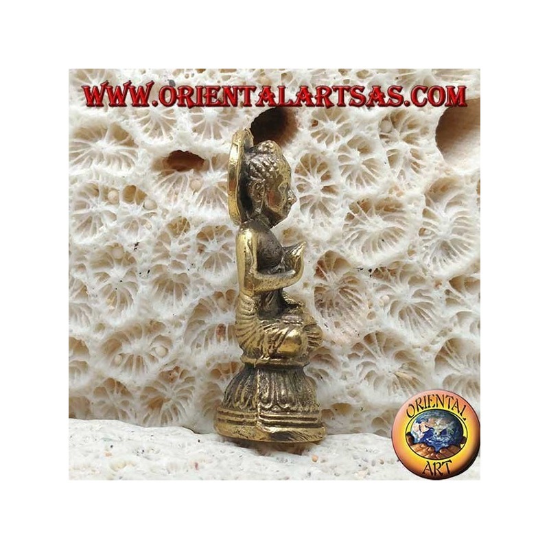 Buddha-Skulptur "Paryankasana Mudra - Symbol der Gelassenheit" mit Messinghalo (klein)