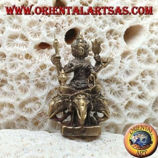 Sculpture de Brahma "le Créateur" sur Airavata "l'éléphant blanc", en laiton (petit)