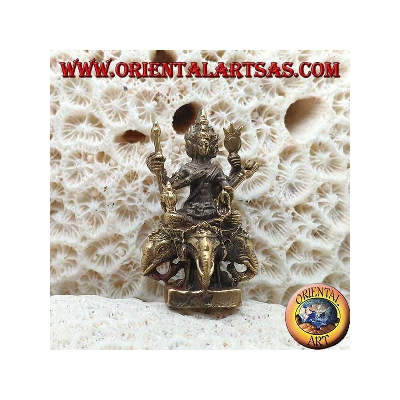 Scultura Brahma "il Creatore" su Airavata "l'elefante bianco", in ottone (piccola)