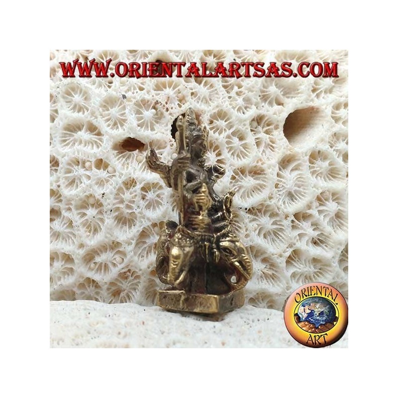 Brahma-Skulptur "der Schöpfer" auf Airavata "der weiße Elefant", aus Messing (klein)