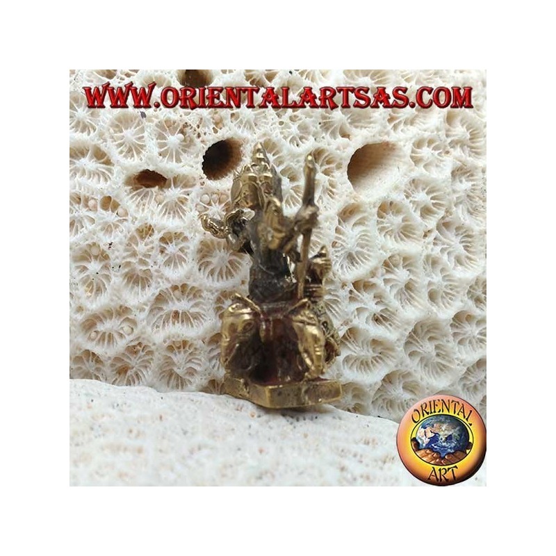 Brahma sculpture "the Creator" on Airavata "the white elephant", in brass (small)