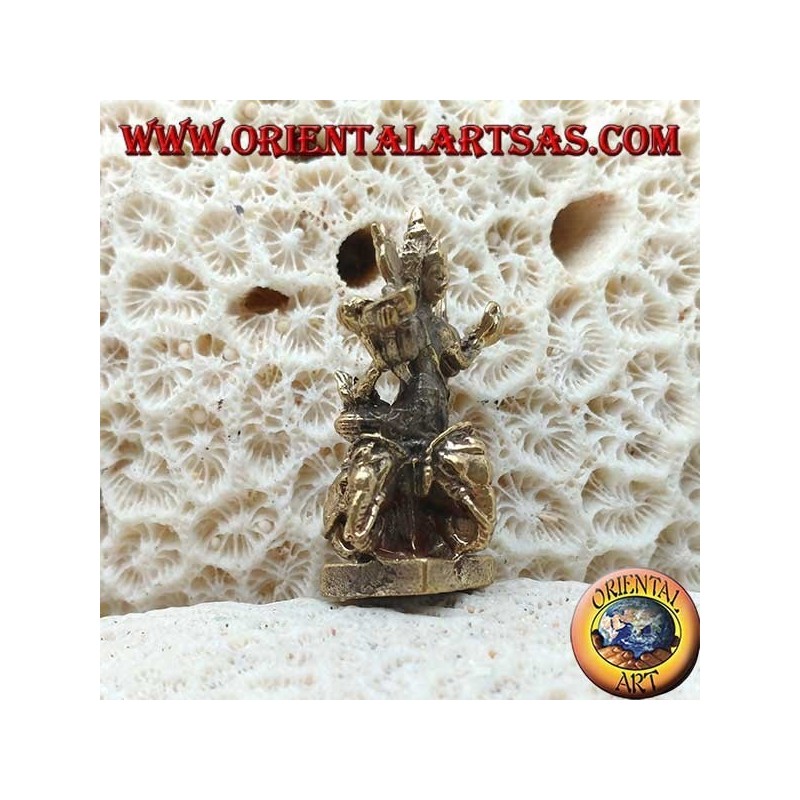 Brahma sculpture "the Creator" on Airavata "the white elephant", in brass (small)