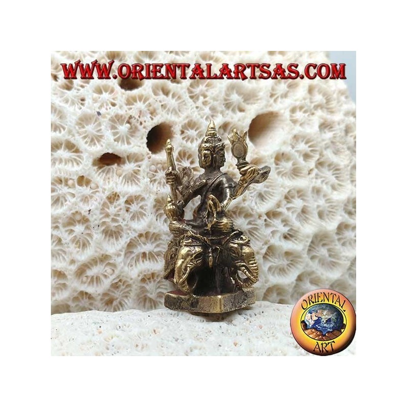 Sculpture de Brahma "le Créateur" sur Airavata "l'éléphant blanc", en laiton (petit)