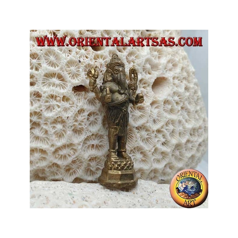 Scultura Ganesh "il Dio elefante" in piedi, in ottone (piccola)