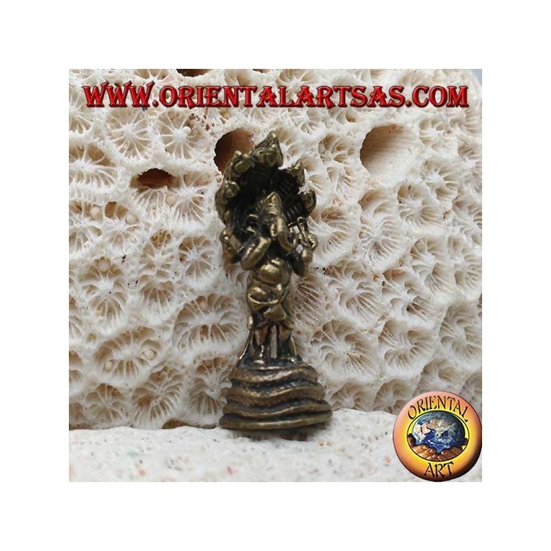 Ganesh Skulptur "Der Elefantengott" mit fünfköpfiger Kobra aus Messing (klein)