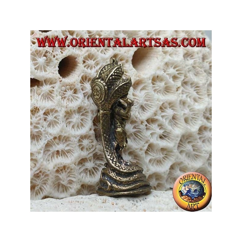 Escultura de Ganesh "el dios elefante" con cobra de cinco cabezas, hecha de latón (pequeño)