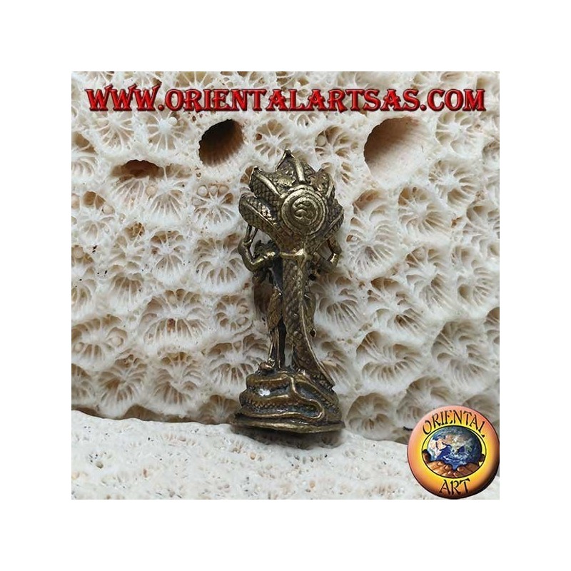 Escultura de Ganesh "el dios elefante" con cobra de cinco cabezas, hecha de latón (pequeño)