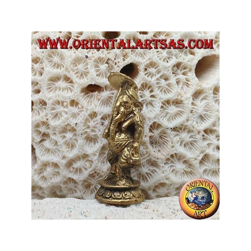 Ganesh sculpture "the elephant God" standing with umbrella, brass (small)