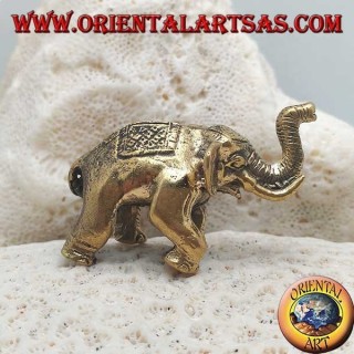 Sculpture d'éléphant indien avec selle et coiffe décorée en laiton (petit)