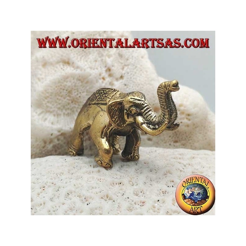 Skulptur Indischer Elefant mit Sattel und Kopfschmuck aus Messing (klein)