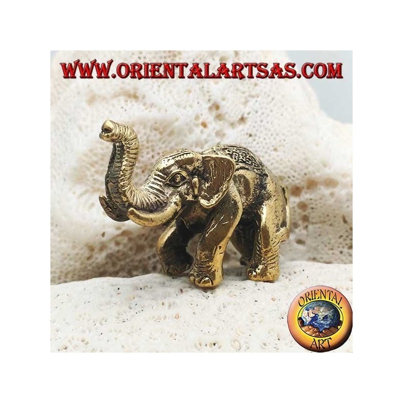 Sculpture Indian elephant with saddle and headdress decorated in brass (small)