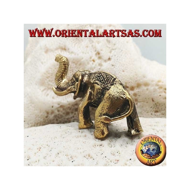 Skulptur Indischer Elefant mit Sattel und Kopfschmuck aus Messing (klein)