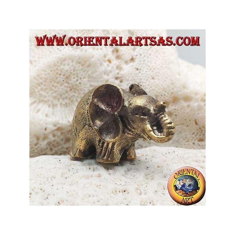 Thai elephant sculpture with large brass ears (small)