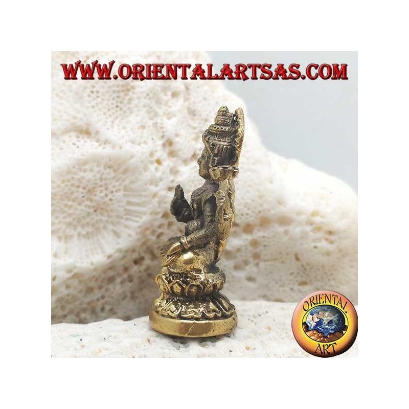 Buddha-Skulptur "Varada Mudra - Symbol für Opfergabe, Begrüßung, Nächstenliebe" mit Messinghalo (klein)