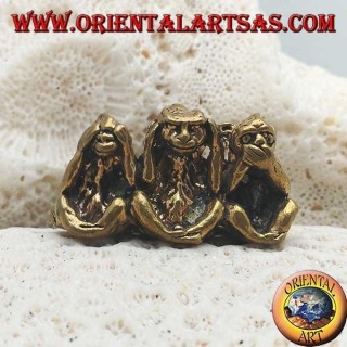 Sculpture en laiton "les trois singes sages" (petit)