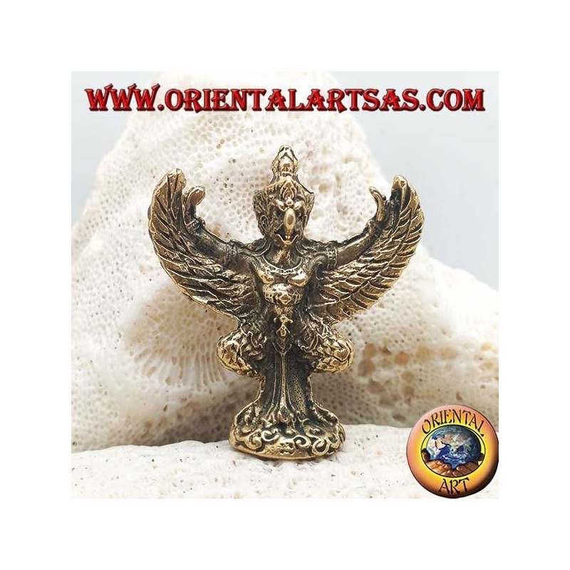 Garuda Skulptur "Gott der Sonne", König der Vögel und Bote der Götter, aus Messing (klein)
