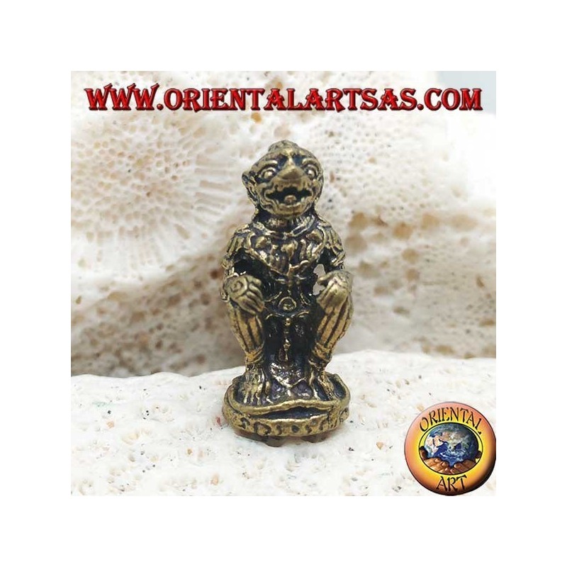 Hanuman-Skulptur "Der Affengott", Symbol für Stärke, Ausdauer und Hingabe, thailändische Messingpose (klein)