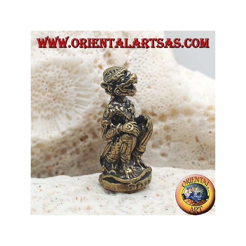 Hanuman-Skulptur "Der Affengott", Symbol für Stärke, Ausdauer und Hingabe, thailändische Messingpose (klein)