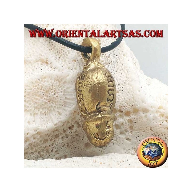 Sculpture pendentif en laiton en forme de phallus "symbole de fertilité" avec écritures hindoues gravées (petit)