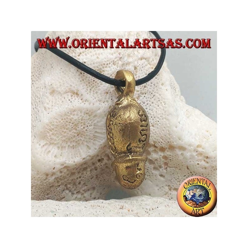 Brass pendant sculpture in the shape of a phallus "symbol of fertility" with engraved Hindu writings (small)