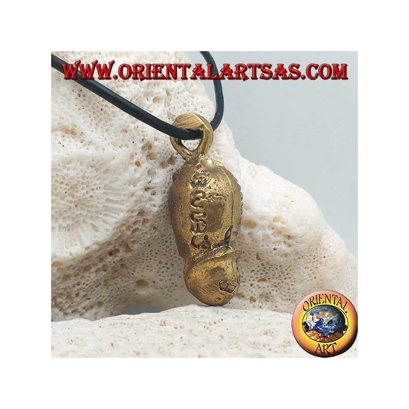 Brass pendant sculpture in the shape of a phallus "symbol of fertility" with engraved Hindu writings (small)