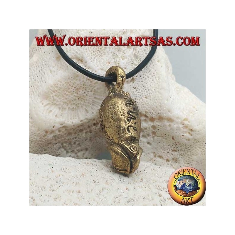 Brass pendant sculpture in the shape of a phallus "symbol of fertility" with engraved Hindu writings (small)