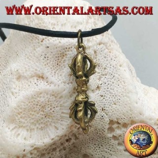 Sculpture pendentif en laiton en forme de symbole "Vajra" ou "Dorje" de la foudre et du diamant (petit)