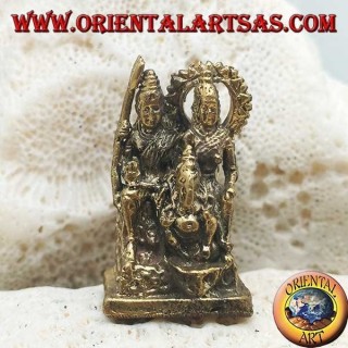 Scultura della famiglia con Ganesh "il Dio elefante", "Parvati" e "Siva" (Shiva) in ottone (piccola)