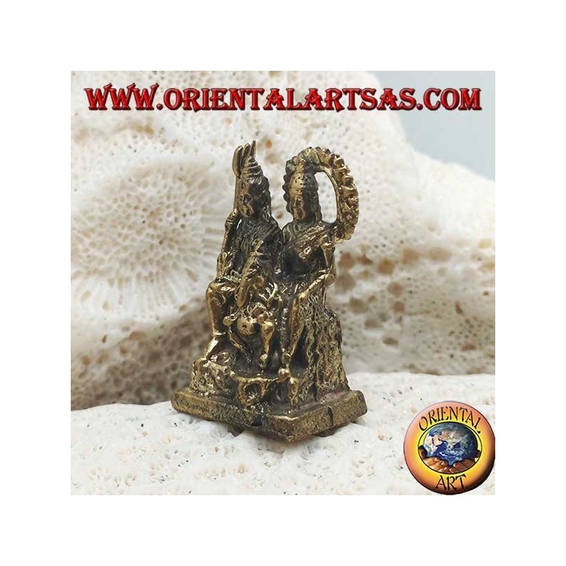 Sculpture of the family with Ganesh "the elephant God", "Parvati" and "Siva" (Shiva) in brass (small)