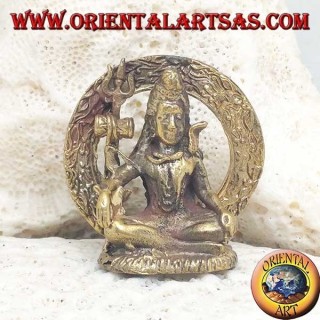 Buddha sculpture "Bhumisparsha Mudra - Subduing the demon Mara" in the brass circle (small)