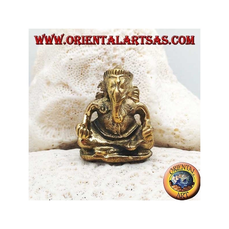Scultura Ganesh "il Dio elefante" seduto, in ottone (piccola)