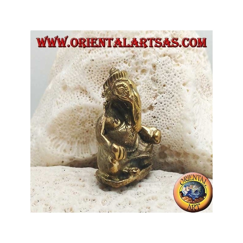 Sculpture Ganesh "the elephant God" seated, in brass (small)