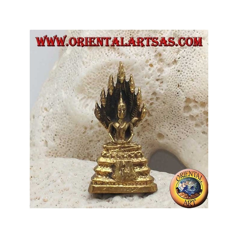 Scultura Buddha "Dhyana Mudra - simbolo di meditazione e saggezza" nella foglia in ottone (piccola)