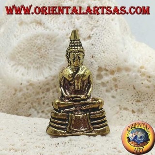Scultura Buddha "Dhyana Mudra - simbolo di meditazione e saggezza" sull'altare in ottone (piccola)