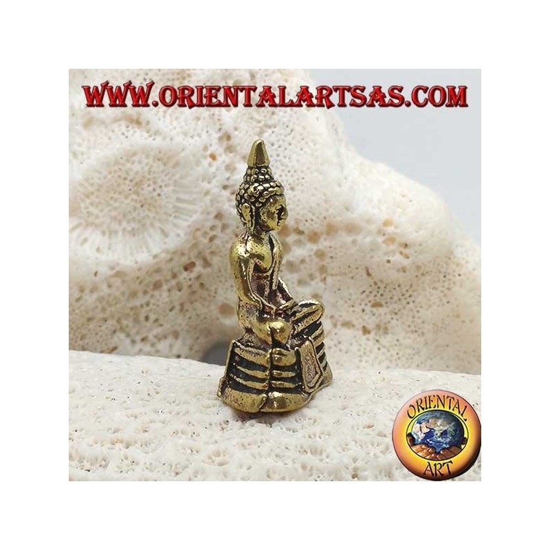 Sculpture de Bouddha "Dhyana Mudra - symbole de méditation et de sagesse" sur l'autel en laiton (petit)