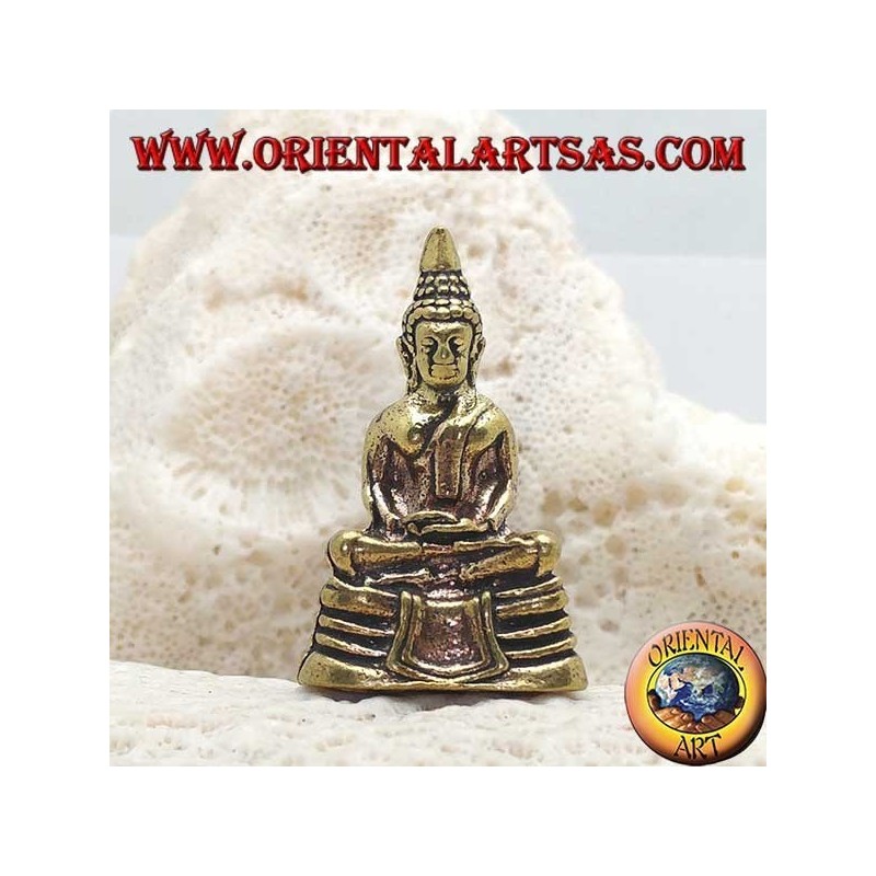 Scultura Buddha "Dhyana Mudra - simbolo di meditazione e saggezza" sull'altare in ottone (piccola)