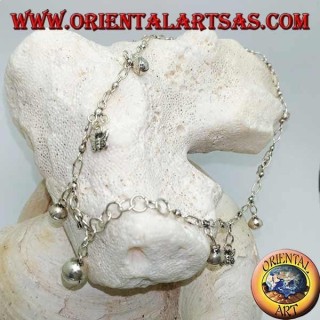 Silver anklet with butterflies and alternating hanging bells