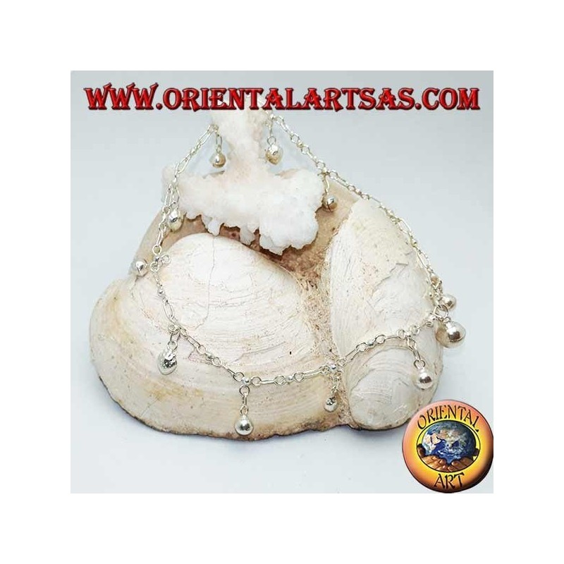 Silber Fußkettchen mit Erdbeeren und abwechselnd hängenden Glocken