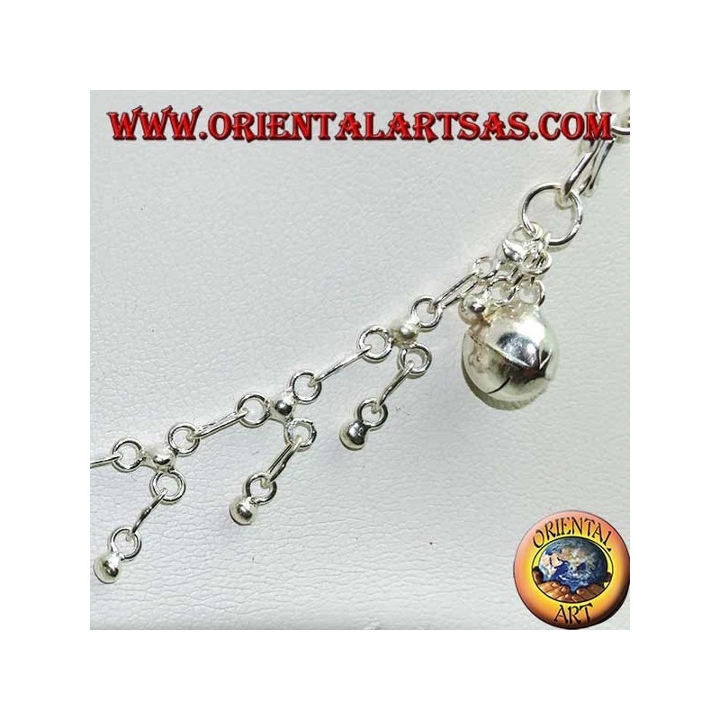 Silber Fußkettchen mit hängenden Kugeln und einer Glocke