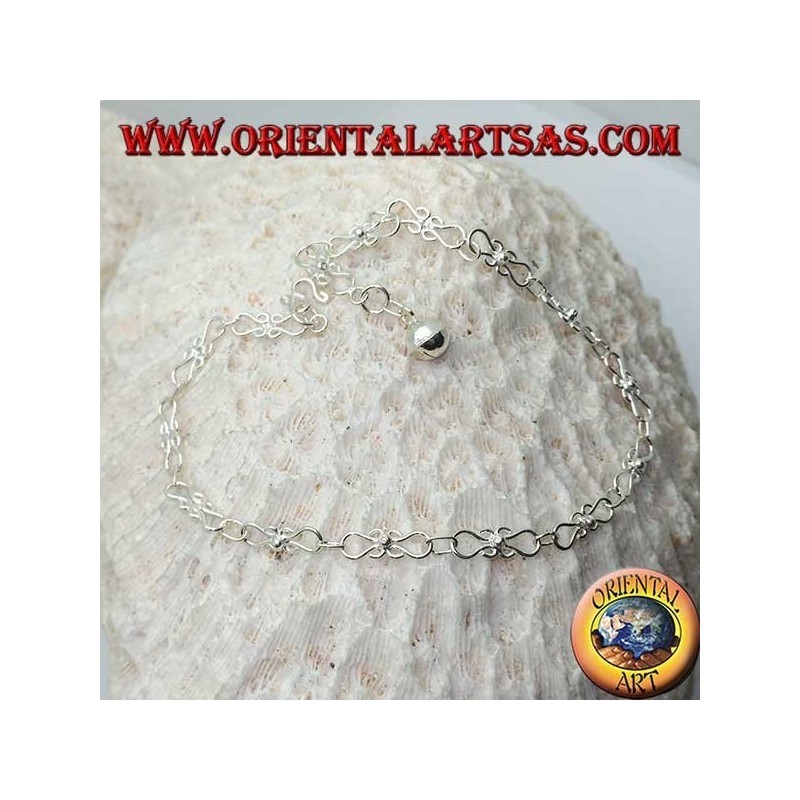 Bracelet de cheville courbe en argent avec une cloche