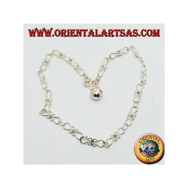 Bracelet de cheville courbe en argent avec une cloche