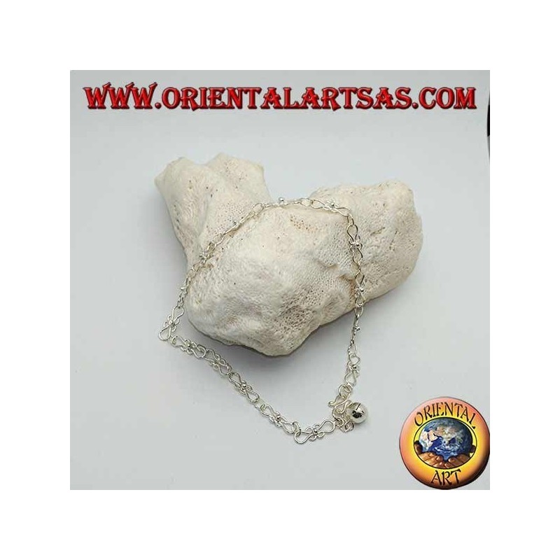 Bracelet de cheville courbe en argent avec une cloche